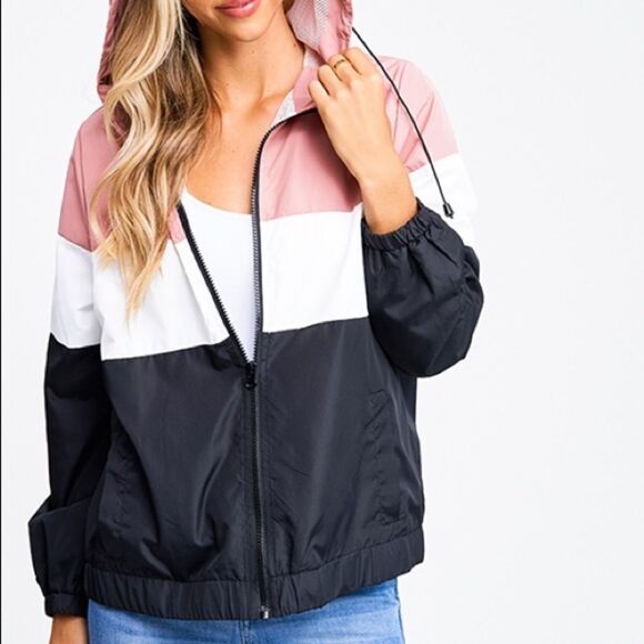 Ambiance Outerwear Color Block Windbreaker - Picture 4 of 7